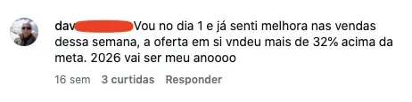 Comentário: “A oferta vendeu mais de 32% acima da meta”