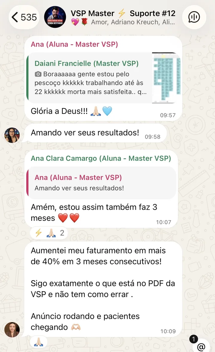 Print do grupo: “Aumentei meu faturamento em mais de 40% em 3 meses consecutivos”